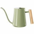 Arrosoir 1.5 L en acier vert sauge avec poignée en bois - bec long pour plantes