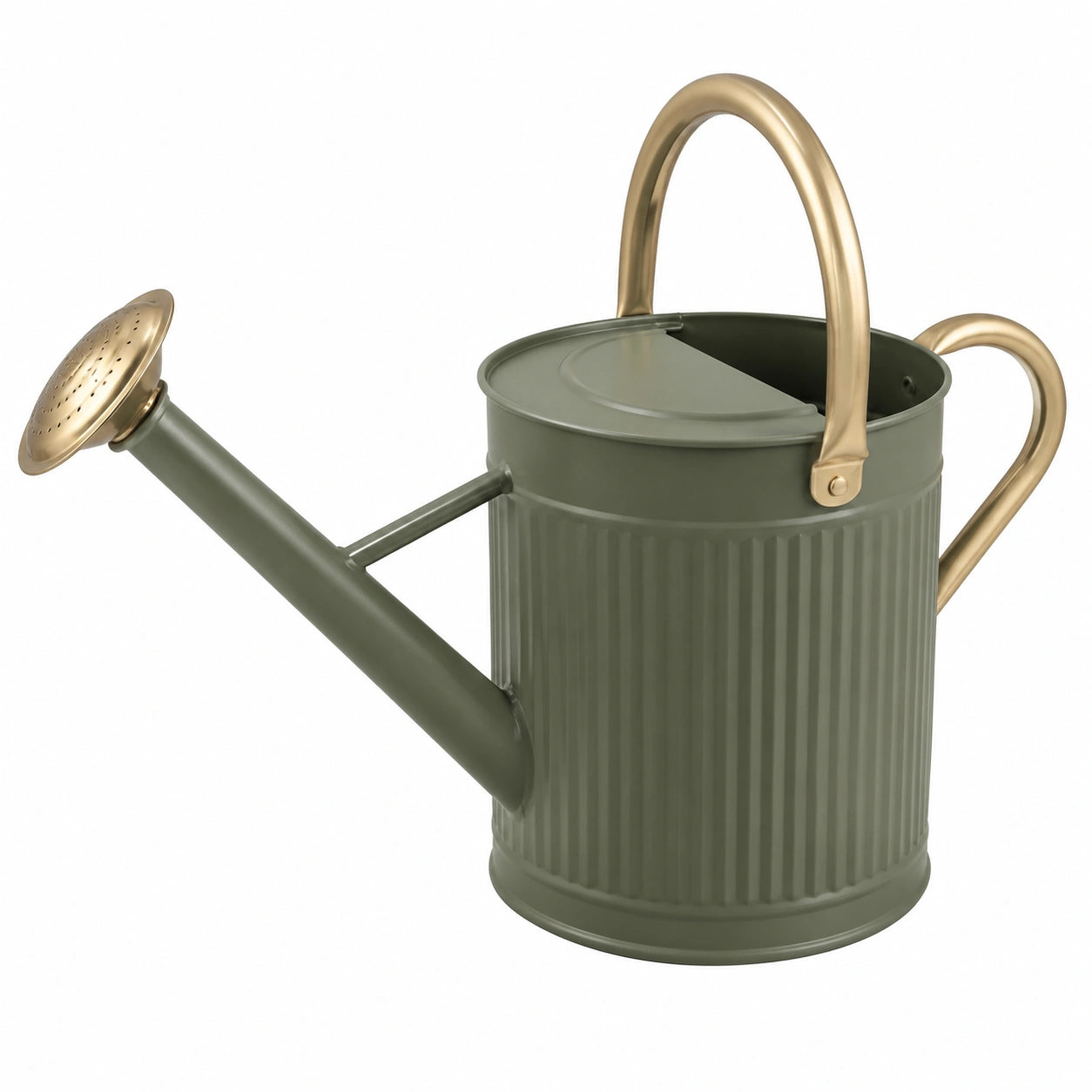 Arrosoir 8 L en métal vert olive et doré avec pomme d arrosage pour jardin
