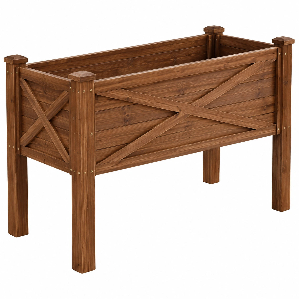 Bac de culture surélevé 120 x 60 x 80 cm en bois marron style rustique