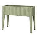 Jardinière surélevée 100 x 40 x 80 cm en métal vert sauge à panneaux nervurés pour jardin