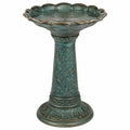 Bain d’oiseaux sur pied Ø 50 cm en résine vert bronze style classique