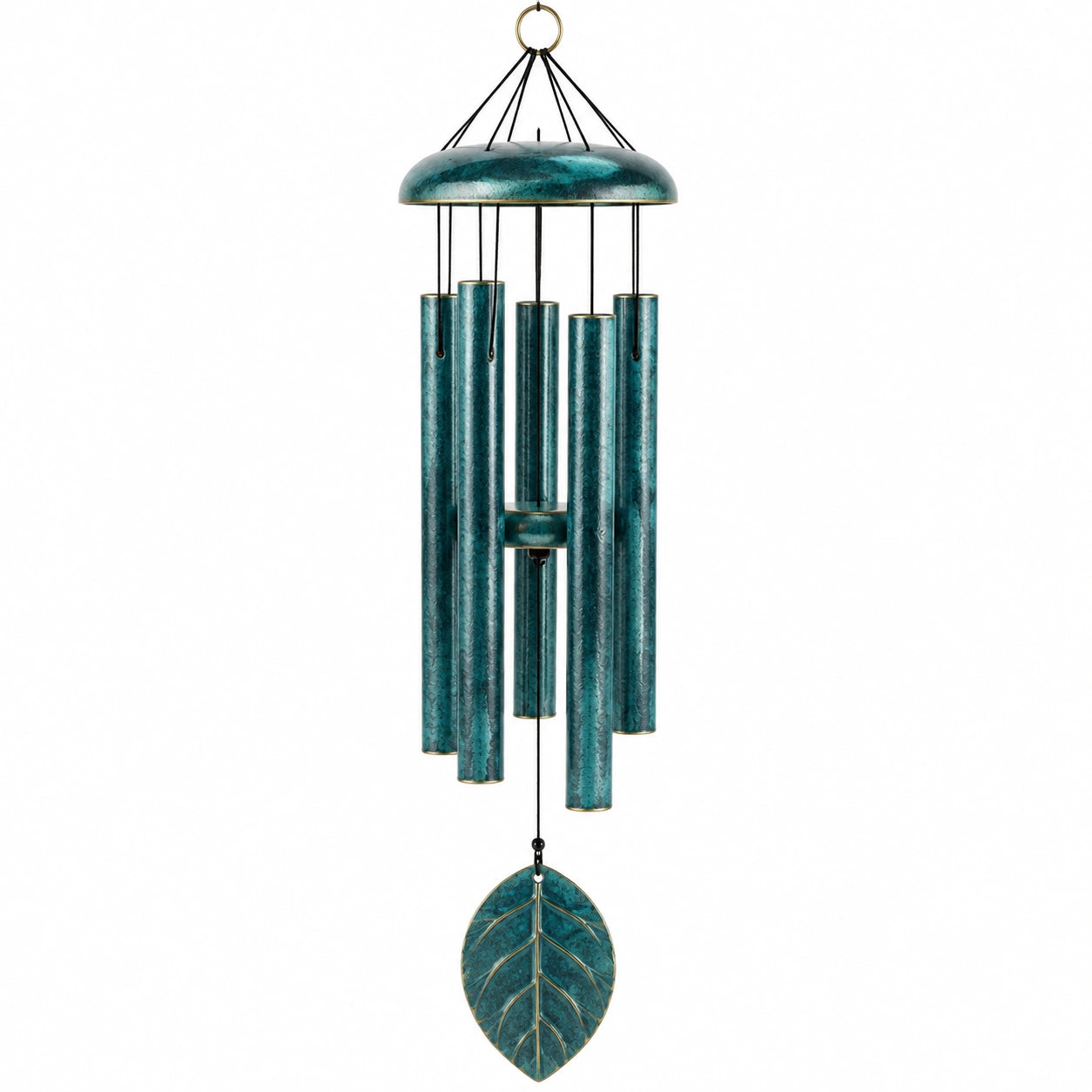 Carillon éolien 90 cm en métal bleu turquoise décoratif