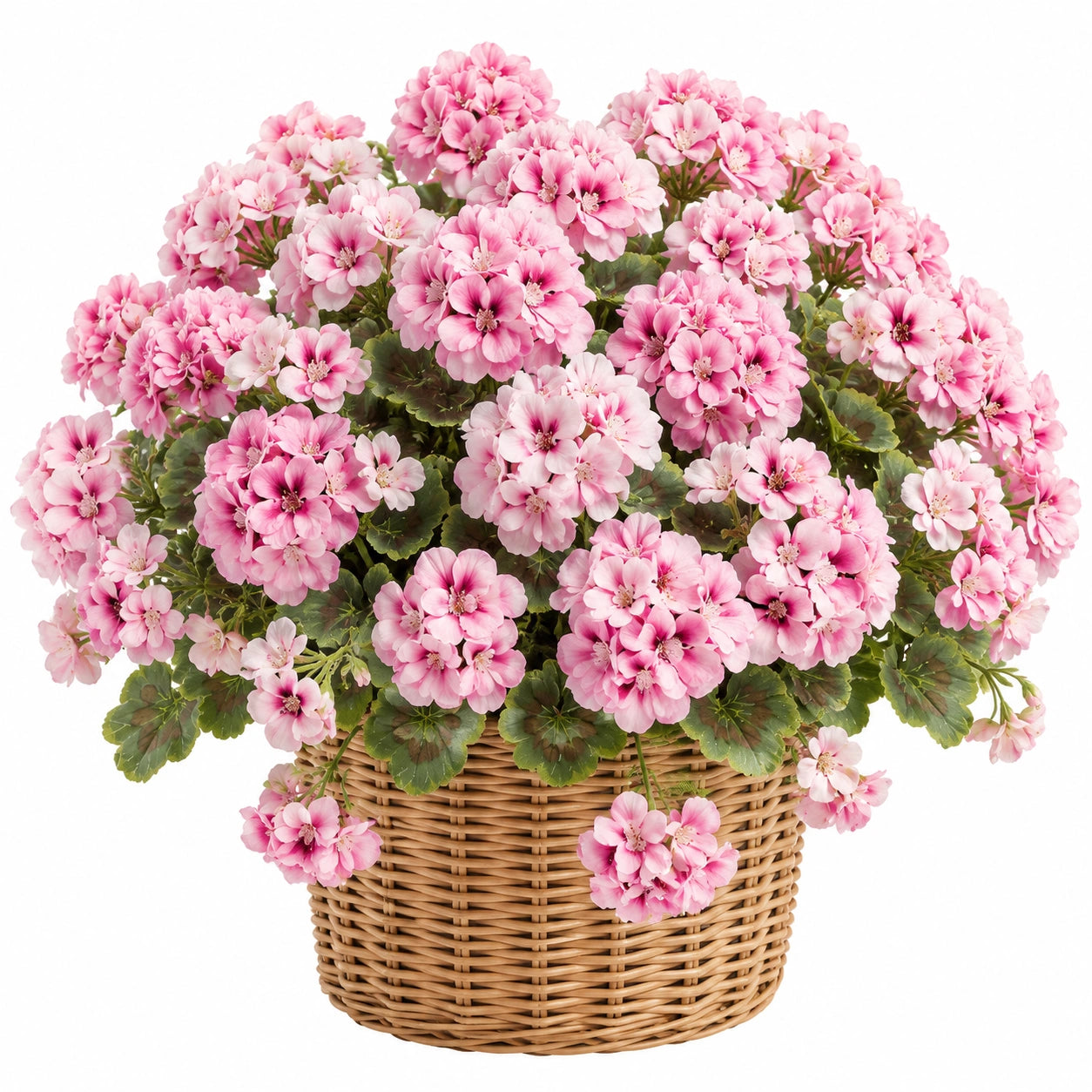 Plante artificielle en pot 55 cm fleurs roses feuillage vert panier tressé décoratif
