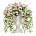 Plante artificielle en pot 75 cm fleurs retombantes rose blanc en polyester pour décoration intérieure