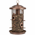Mangeoire à oiseaux suspendue en métal bronze 25 cm x 45 cm avec grille et plateau