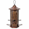 Mangeoire à oiseaux suspendue 25 x 25 x 43 cm en métal bronze style lanternes