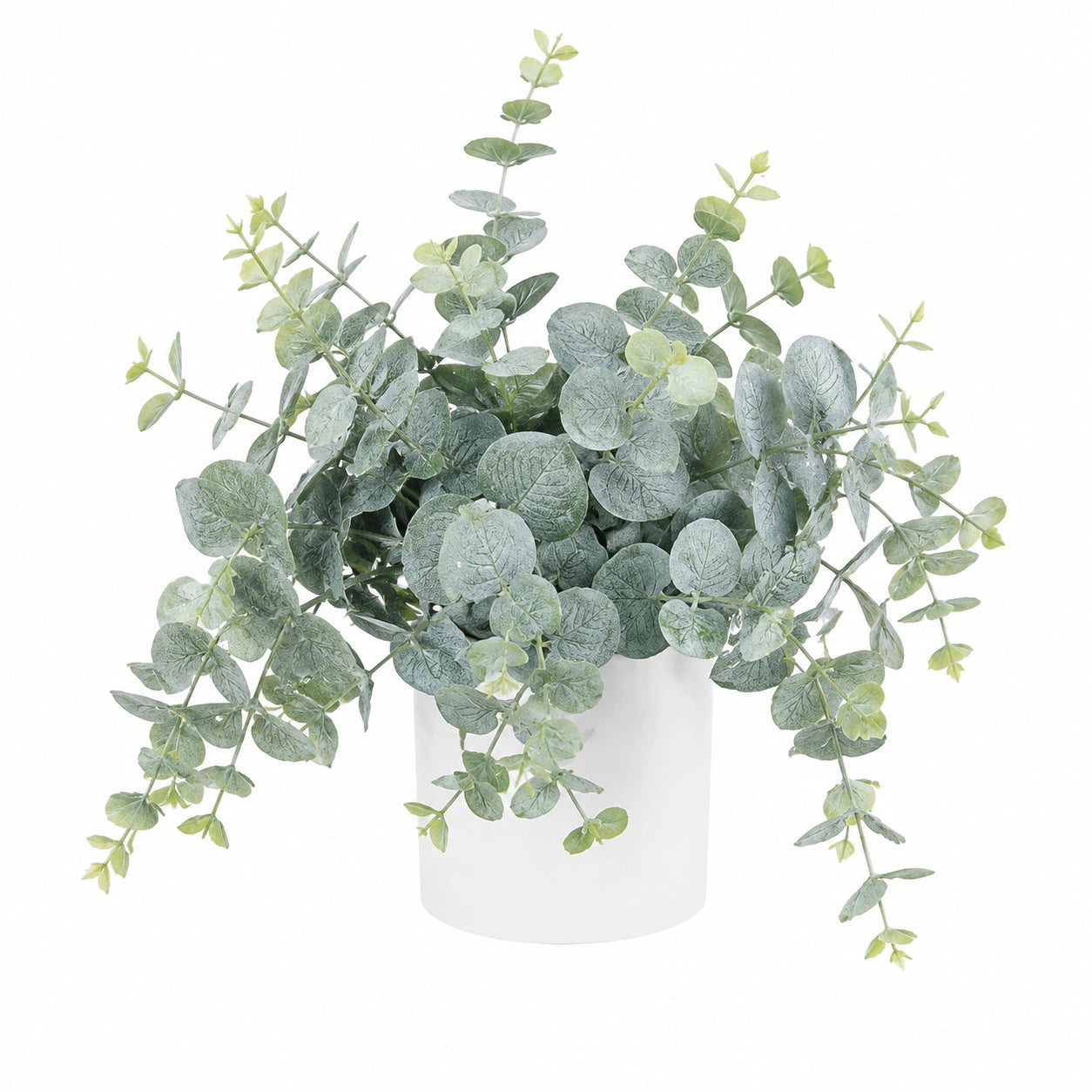 Plante artificielle eucalyptus 45 cm en plastique vert avec pot blanc décoratif